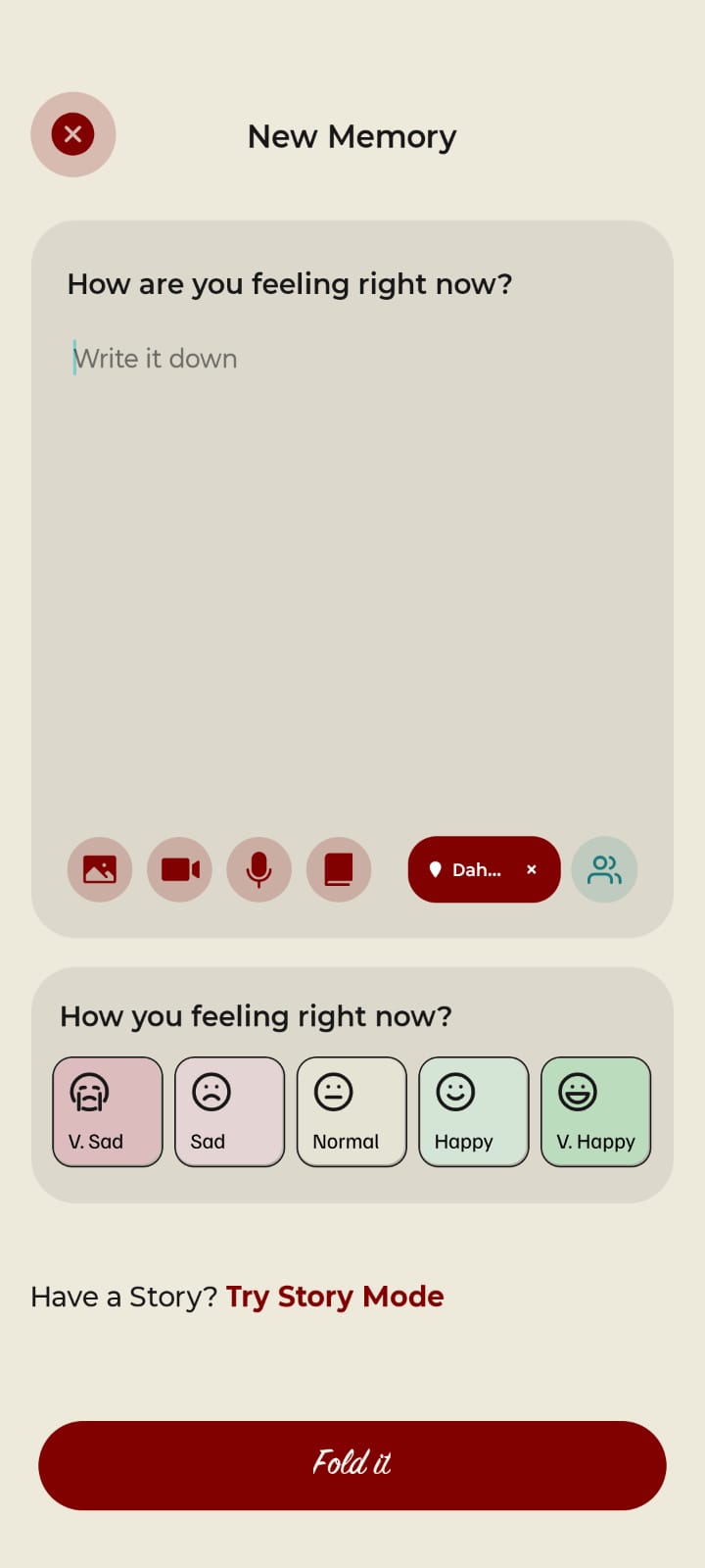 Fold app screen 1
